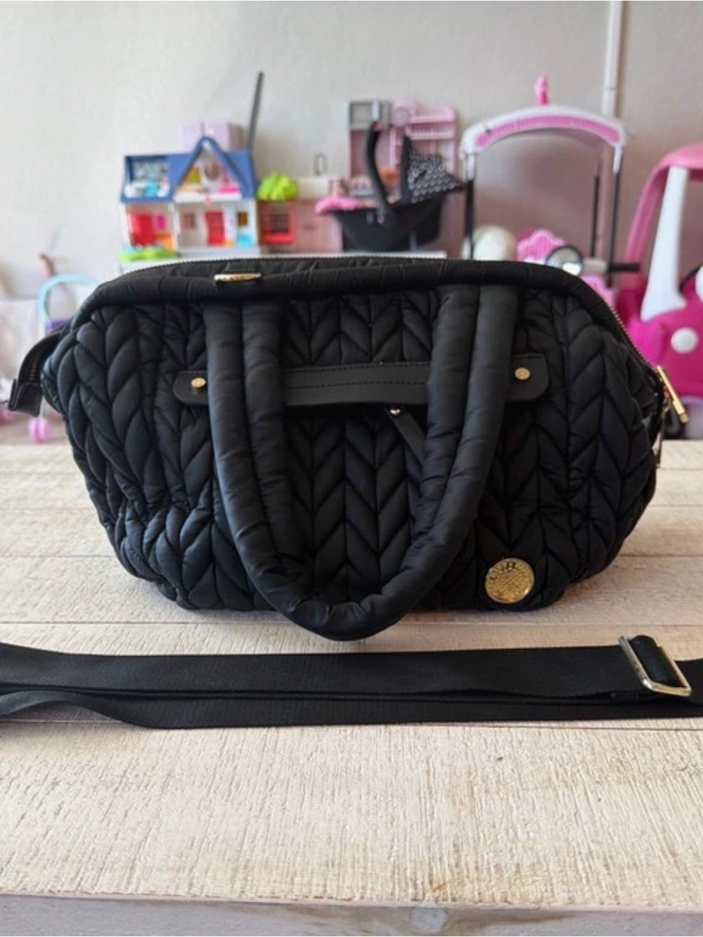 HAPP Paige Carryall Black Quilted Tote - Picture 2 of 13